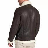 Mens Brown Aviator Jacket With Shearling Collar